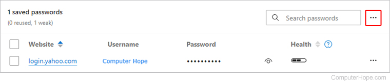Saved passwords menu icon.