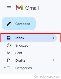 Selector for the Inbox folder in Gmail.