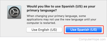 Use Spanish option in primary language prompt.