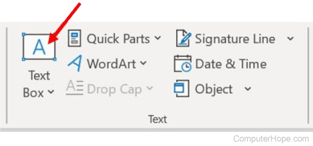 Text Box option in Microsoft Word