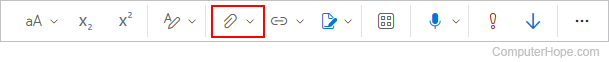 Attach icon in the top menu of Outlook.com mail.