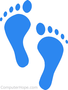 Illustrated blue footprints