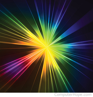 Beam of prismatic multicolor light.