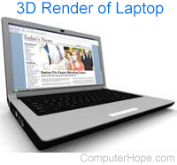 3D render of laptop computer