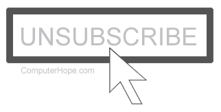 Mouse pointer on an Unsubscribe button.