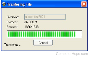 Transferring a file using Xmodem protocol.