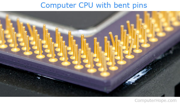Computer CPU with bent pins