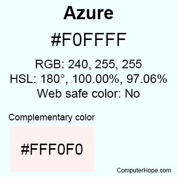 Example of Azure color or HTML color code #F0FFFF.