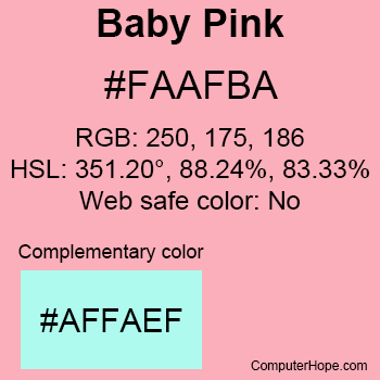 Example of Baby Pink color or HTML color code #FAAFBA.