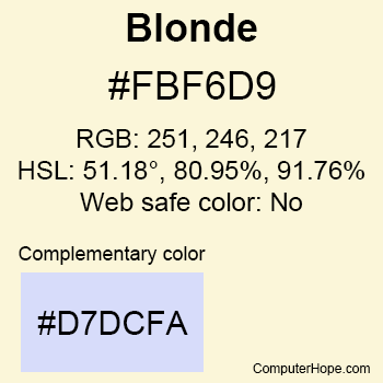 Example of Blonde color or HTML color code #FBF6D9.