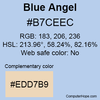 Example of Blue Angel color or HTML color code #B7CEEC.