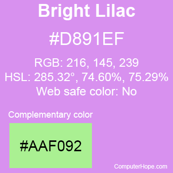 Example of Bright Lilac color or HTML color code #D891EF.