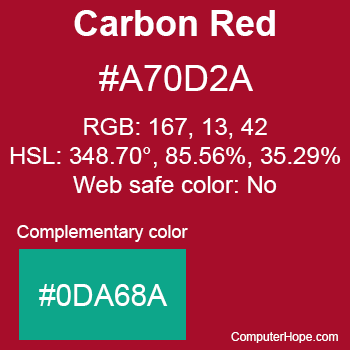 Example of Carbon Red color or HTML color code #A70D2A.