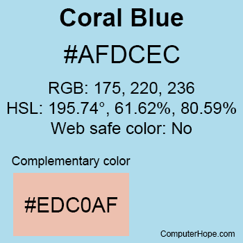 Example of Coral Blue color or HTML color code #AFDCEC.