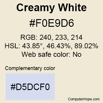 Example of Creamy White color or HTML color code #F0E9D6.