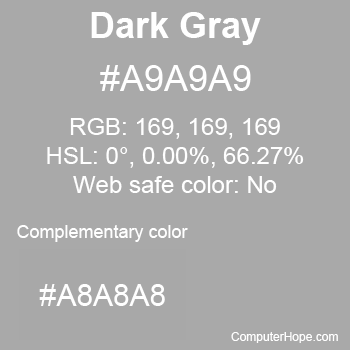 Example of DarkGray or DarkGrey color or HTML color code #A9A9A9.