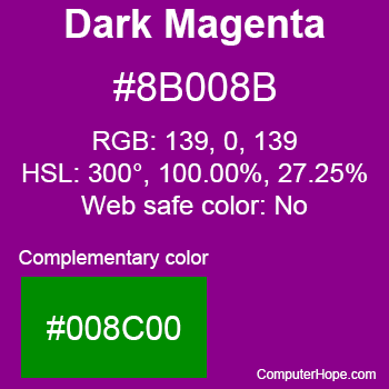 Example of DarkMagenta color or HTML color code #8B008B.