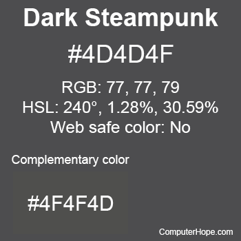 Example of Dark Steampunk color or HTML color code #4D4D4F.
