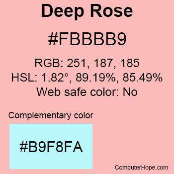 Example of Deep Rose color or HTML color code #FBBBB9.