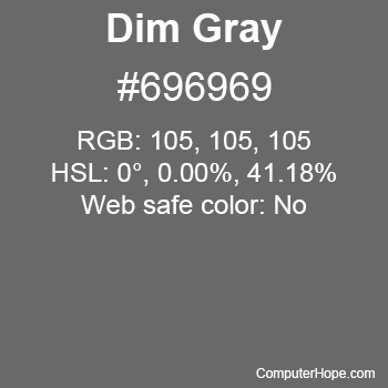 Example of DimGray or DimGrey color or HTML color code #696969.