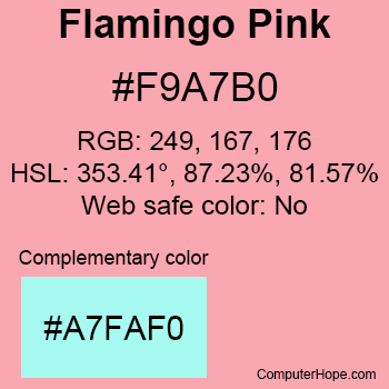 Example of Flamingo Pink color or HTML color code #F9A7B0.