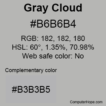 Example of Gray Cloud color or HTML color code #B6B6B4.