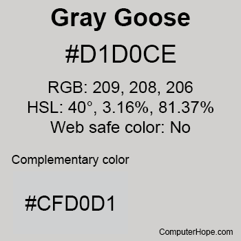 Example of Gray Goose color or HTML color code #D1D0CE.