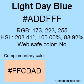 Example of Light Day Blue color or HTML color code #ADDFFF.