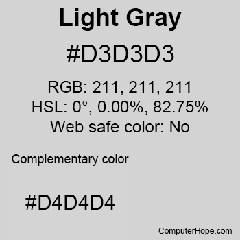 Example of LightGray or LightGrey color or HTML color code #D3D3D3.