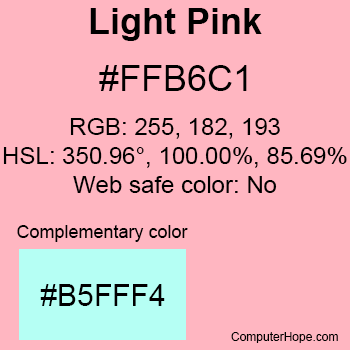 Example of LightPink color or HTML color code #FFB6C1.