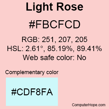 Example of Light Rose color or HTML color code #FBCFCD.