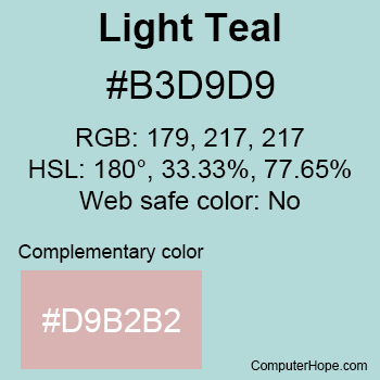 Example of Light Teal color or HTML color code #B3D9D9.