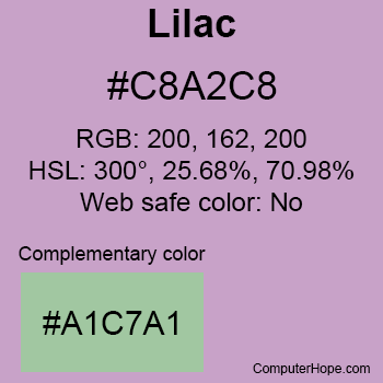 Example of Lilac color or HTML color code #C8A2C8.
