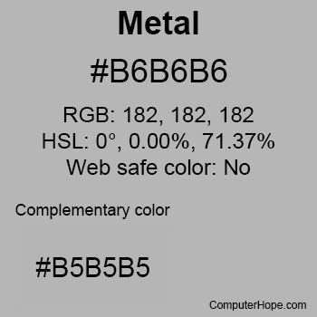 Example of Metal color or HTML color code #B6B6B6.