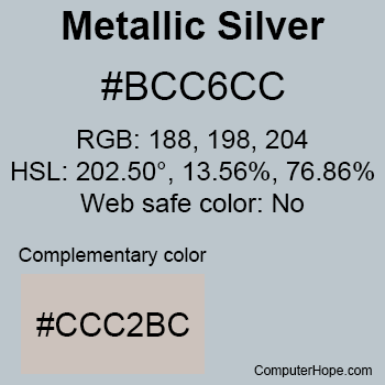 Example of Metallic Silver color or HTML color code #BCC6CC.