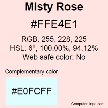 Example of MistyRose color or HTML color code #FFE4E1.