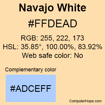 Example of NavajoWhite color or HTML color code #FFDEAD.
