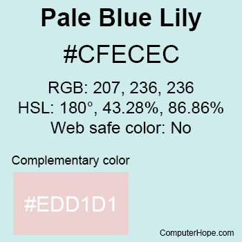 Example of Pale Blue Lily color or HTML color code #CFECEC.