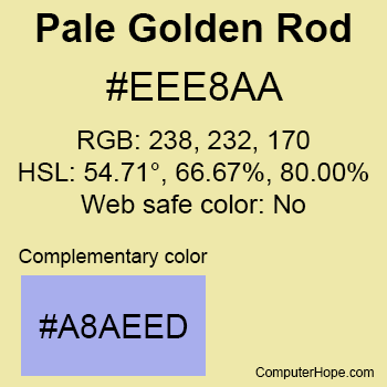 Example of PaleGoldenRod color or HTML color code #EEE8AA.