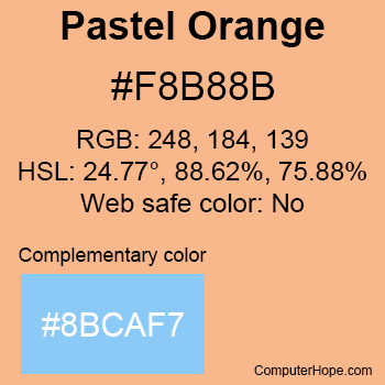 Example of Pastel Orange color or HTML color code #F8B88B with complementary color #8BCAF7.