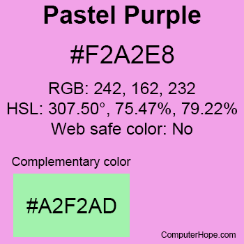 Example of Pastel Purple color or HTML color code #F2A2E8.