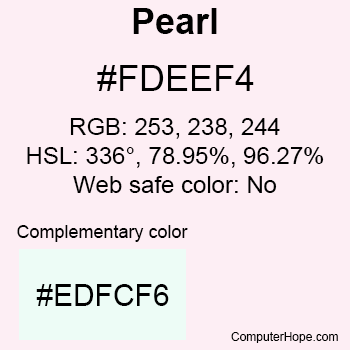 Example of Pearl color or HTML color code #FDEEF4.