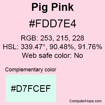 Example of Pig Pink color or HTML color code #FDD7E4.