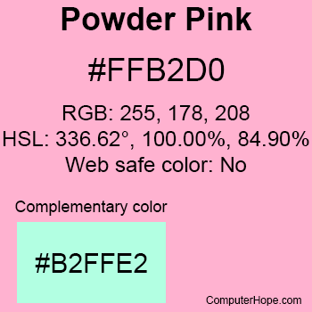 Example of Powder Pink color or HTML color code #FFB2D0.