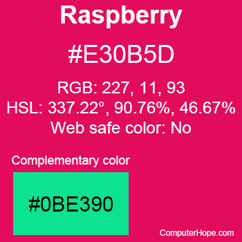 Example of Raspberry color or HTML color code #E30B5D.