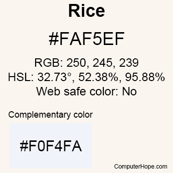 Example of Rice color or HTML color code #FAF5EF.