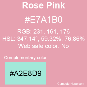 Example of Rose Pink or Pink Rose color or HTML color code #E7A1B0.
