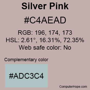 Example of Silver Pink color or HTML color code #C4AEAD.
