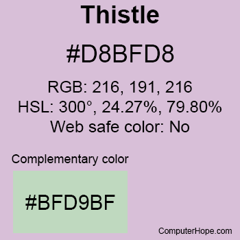 Example of Thistle color or HTML color code #D8BFD8.