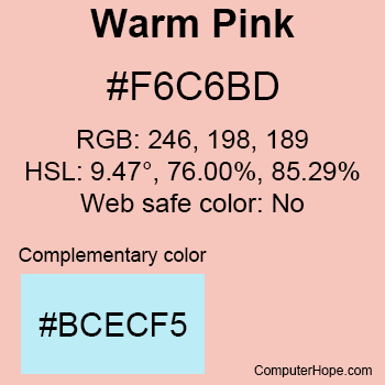 Example of Warm Pink color or HTML color code #F6C6BD.
